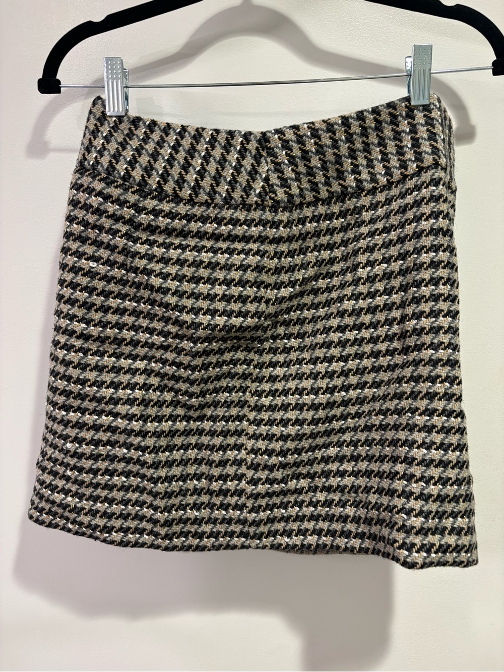 The Limited Houndstooth A-Line Skirt in Black & Cream